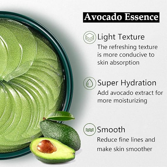 Zozu Avocado Eye Mask, Under Eye Patches for Puffy Eyes and Dark Circles, Nourishing and Hydrating Eye Cream, Naturally Derived Formula (60 PCS)