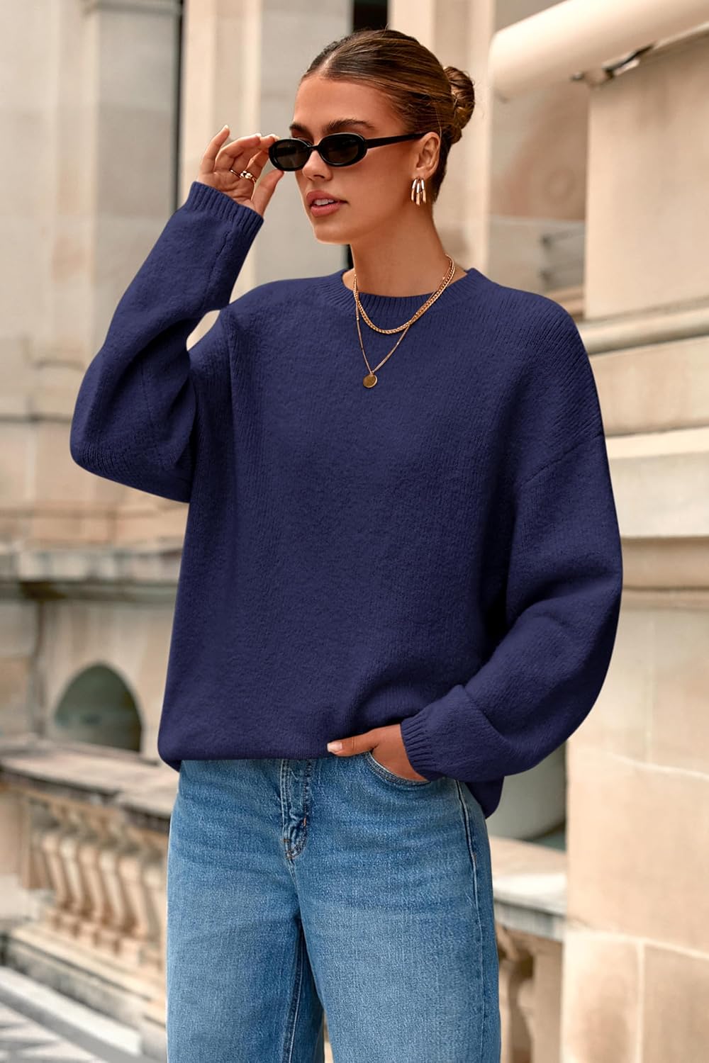 MASCOMODA Long Sleeve Crewneck Pullover Oversized Sweaters for Women Fall 2026 Casual Loose Fuzzy Chunky Knitted Jumper Tops - Image 5