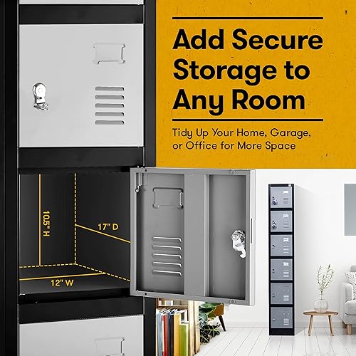 Miniatura 4 de Armario, 6 compartimentos de metal, 71 pulgadas de alto con armarios de 17 pulgadas de profundidad
