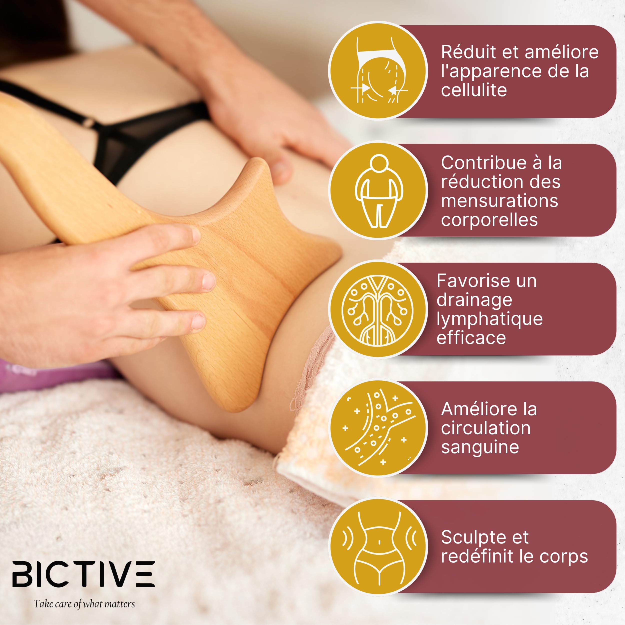 Kit Maderotherapie 4 en 1 et Sac. Kit Massage Bois Professionnelle. Masseur Anti Cellulite et Drainage Lymphatique. Kit Complet. Rouleau de Massage pour le Corps et les Jambes. Bois de Hêtre
