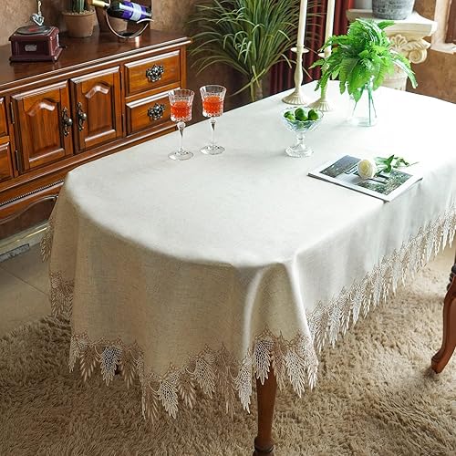 Miniatura 5 de ARTABLE Mantel rectangular de encaje para decoración de otoño, con flores antiguas, mantel de macramé para exteriores, granja, rústico, cocina,