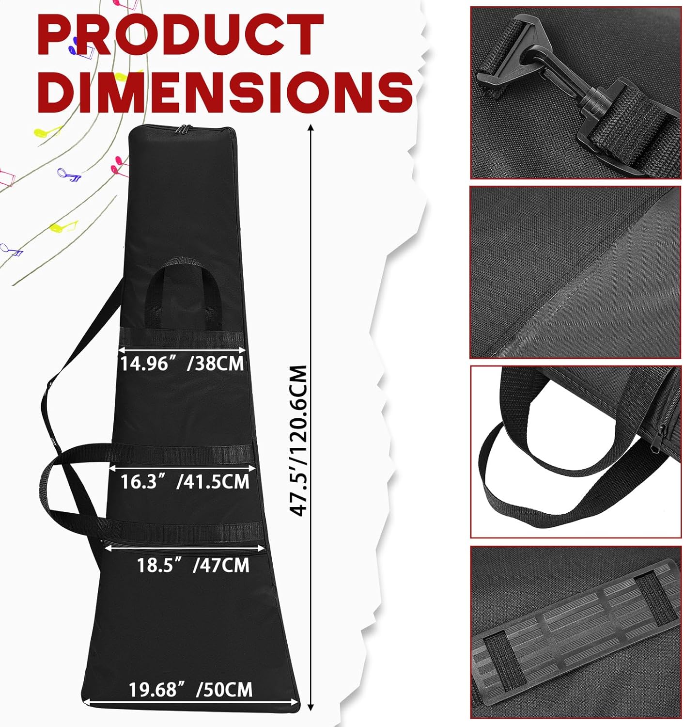 Foam Padded Guitar Gig Carrying Bag for Guitar Bodies, up to 47.5" in Length