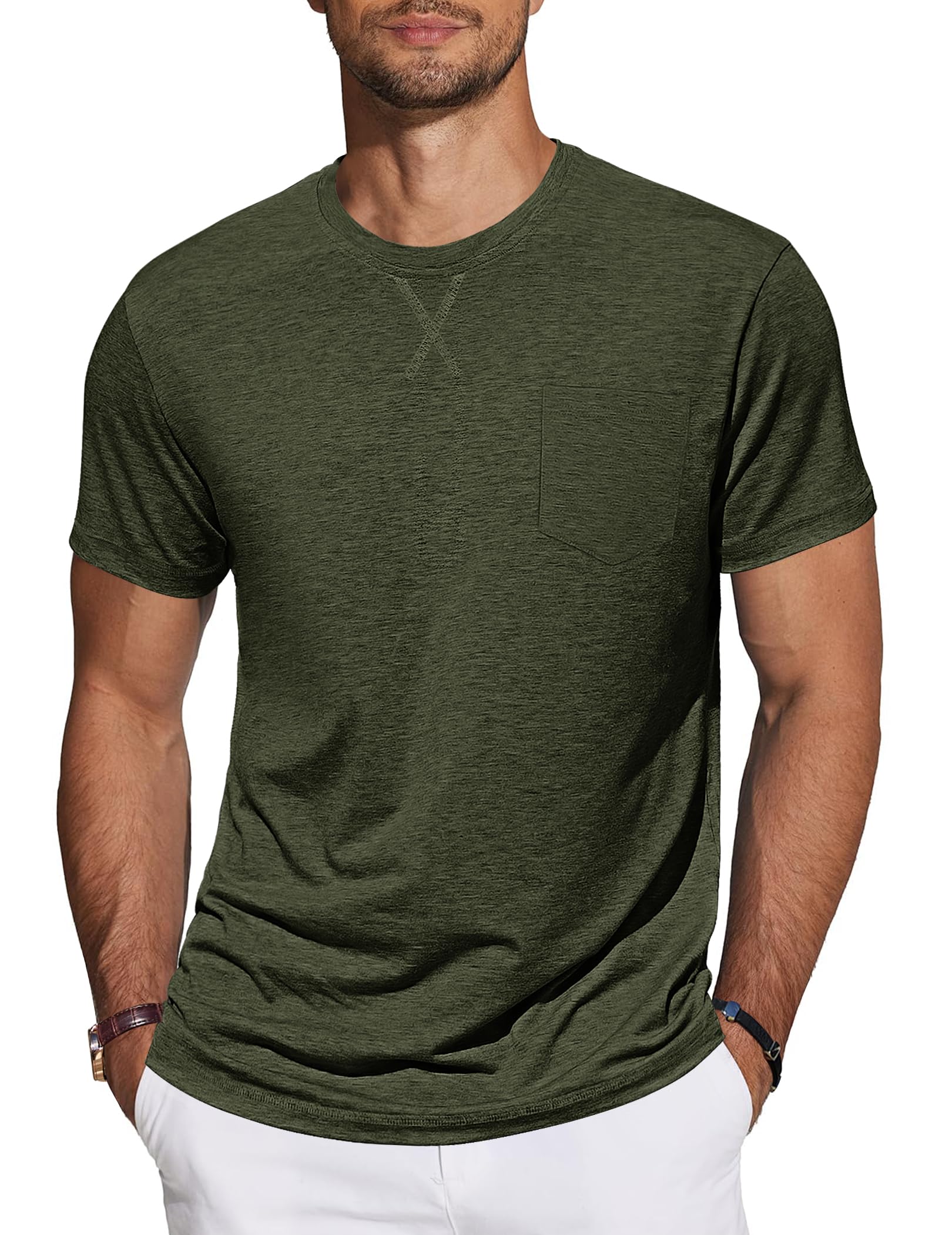 TARAINYA T-Shirt Herren Baumwolle Kurzarm Rundhals Einfarbig Shirts Männer Sommer M-4XL