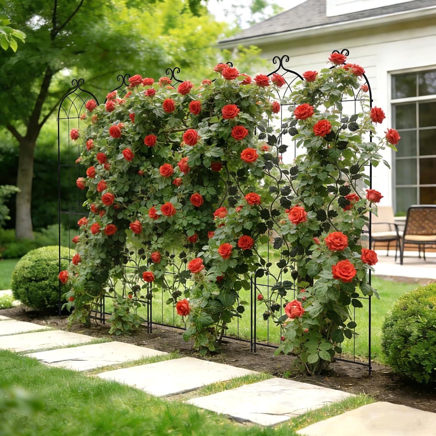 VEVOR 4 Packs Metal Garden Trellis for Climbing Plants Outdoor 87x21in, Rustproof Plant Tall Trellis for Rose Vine Flowers and Vegetables