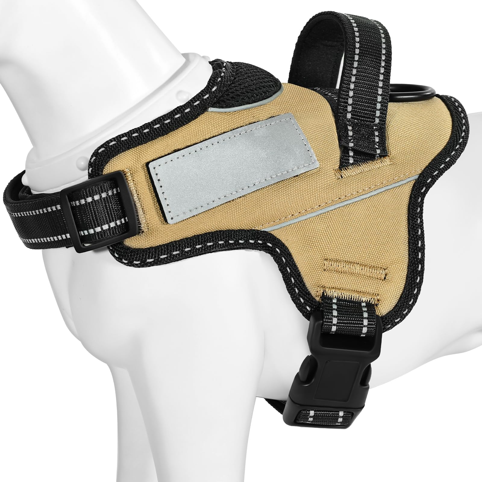 CatenaVinas Dog Harness for Small Medium Large Dogs,Dog Trainer Recommended,Throat-Friendly,Easy to Put On&Take Off,Adjustable with Nameplate&Reflective,Ergonomic Design Super Cute Colors(Khaki,XL)