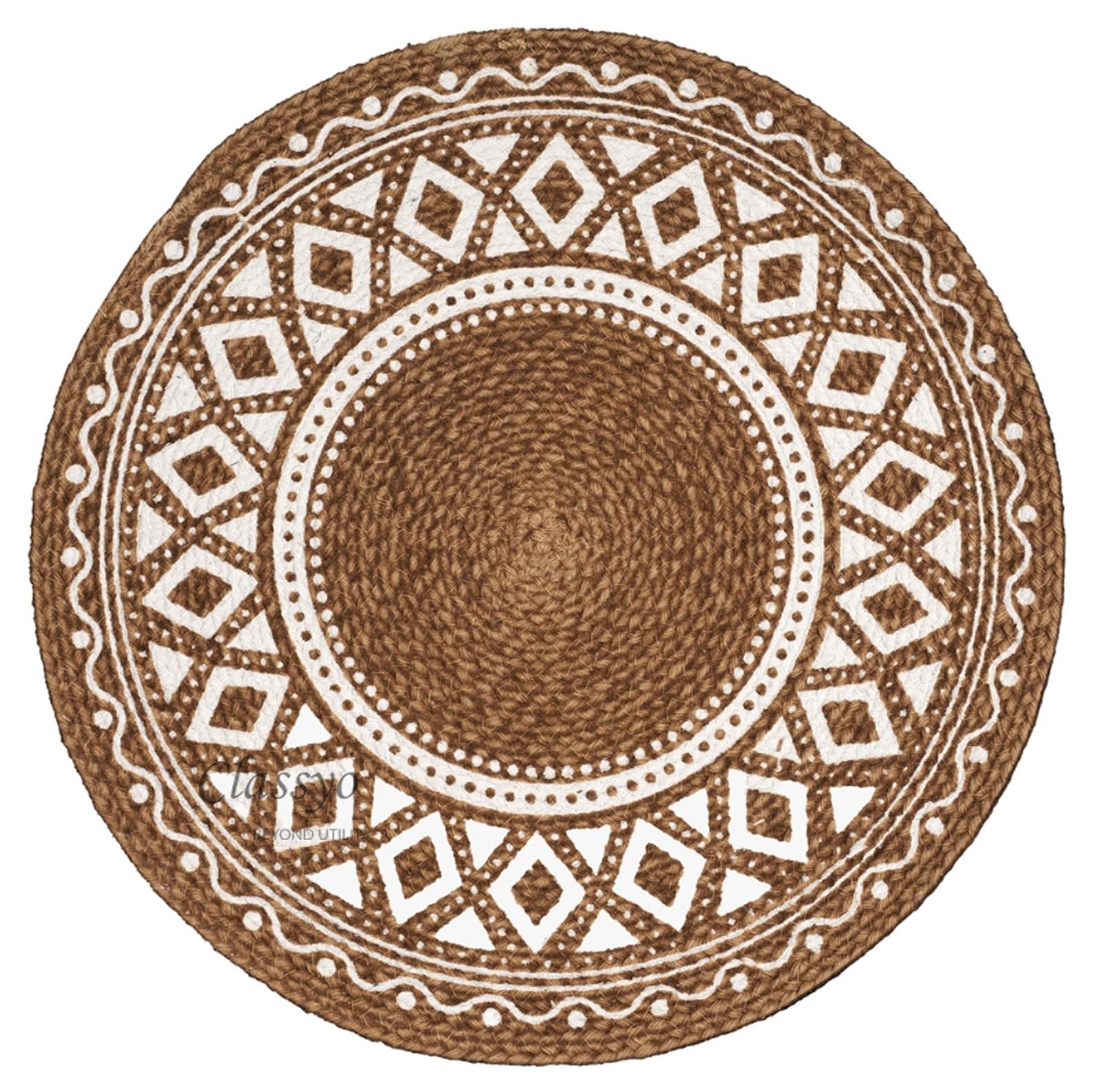Classyo Cotton Dining Table Placemats | Dining Table Mat | Washable Round Table Mats | Coasters for Dining Table for Hot Pots, Plates and Pans | Round Placemats, 15 inch (Brown Design, Pack of 1)-image-13