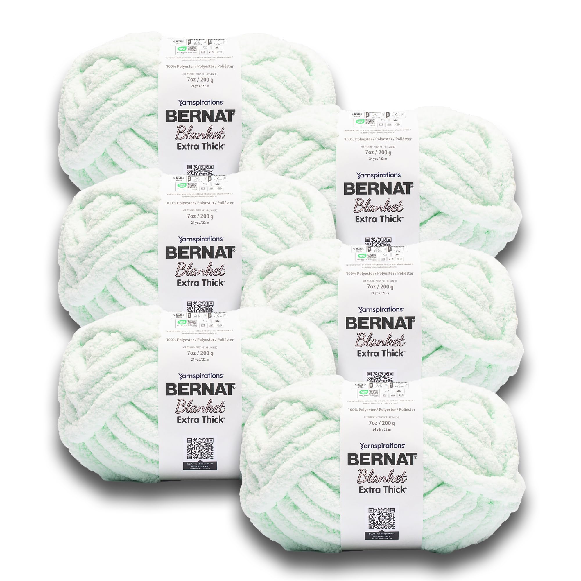 Bernat Extra Thick Ice Yarn - 1 Pack of 1200 g / 42.36 oz - 100% Polyester - #7 Jumbo - 144 Yards - Chunky Yarn for Hand Knitting/Crochet