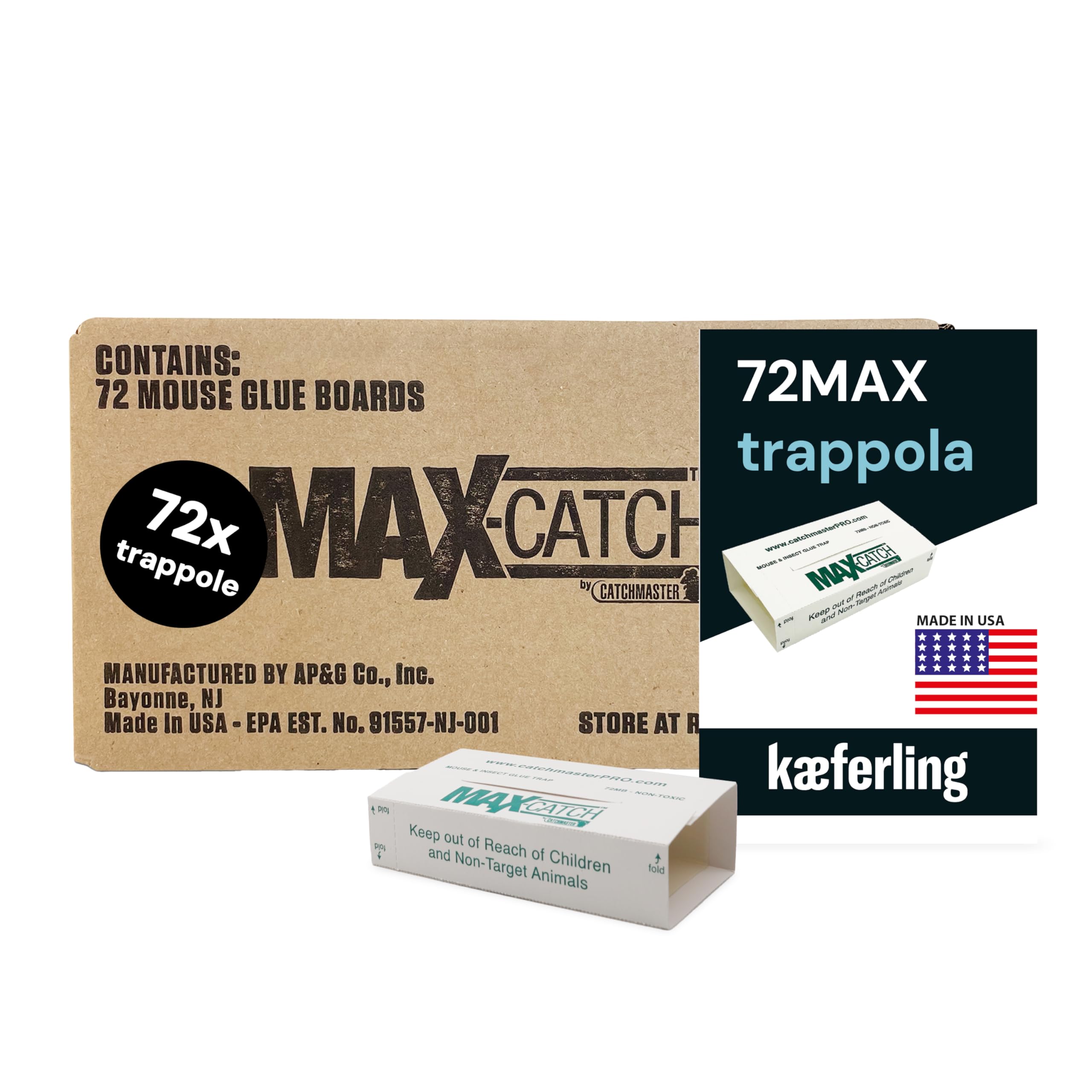 Catchmaster 72MAX Trappola per Roditori Grandi | 72 Piaste Adesive con Esca Integrata | Efficace Soluzione per Uso Interno | Colla Potente di Alta Qualità per Topi e Ratti