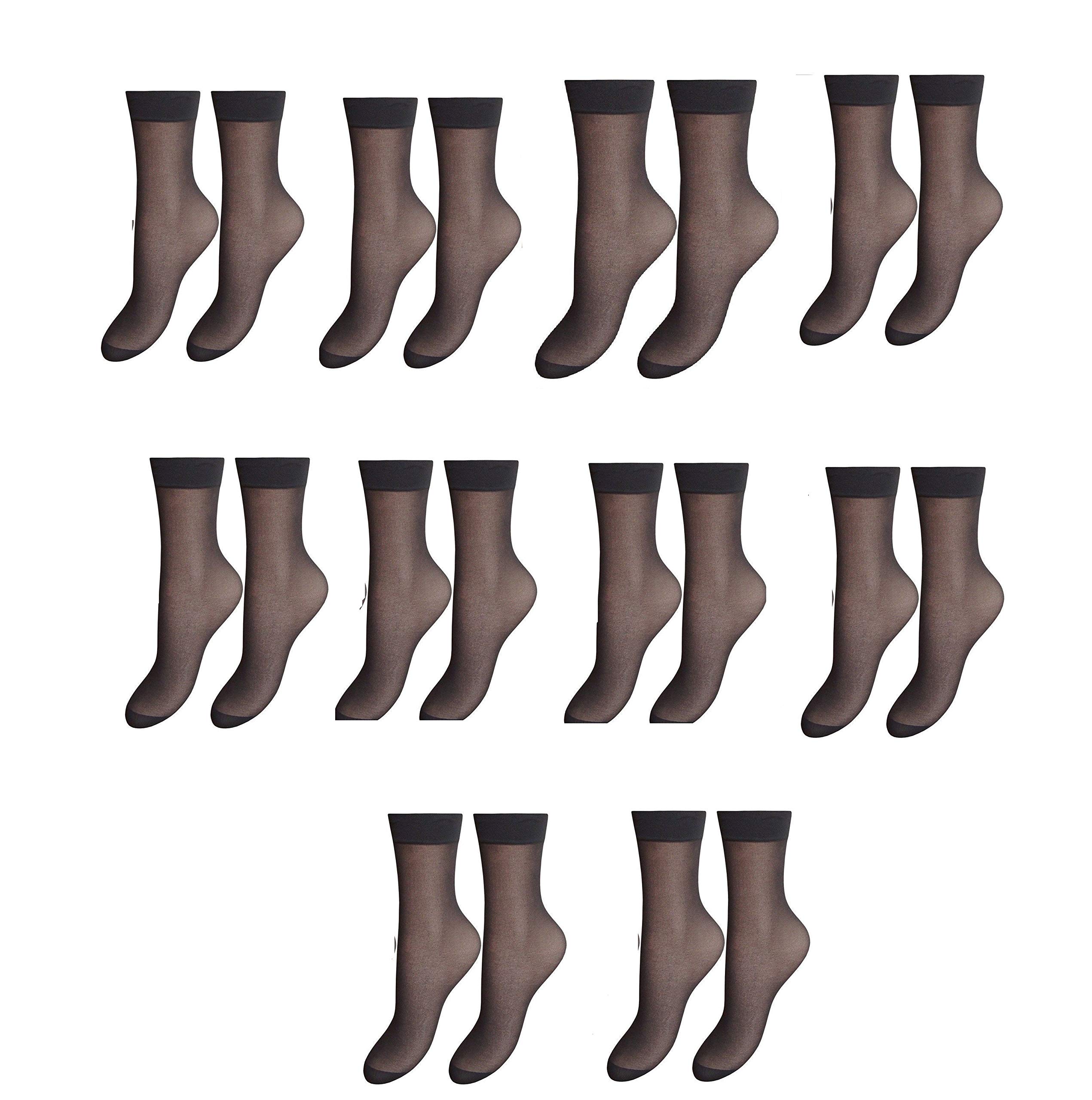 Mytoptrendz Girls Black Mytoptrendz® Ladies Soft Sheer Ankle Anklets High Socks 10 Pair (Black)