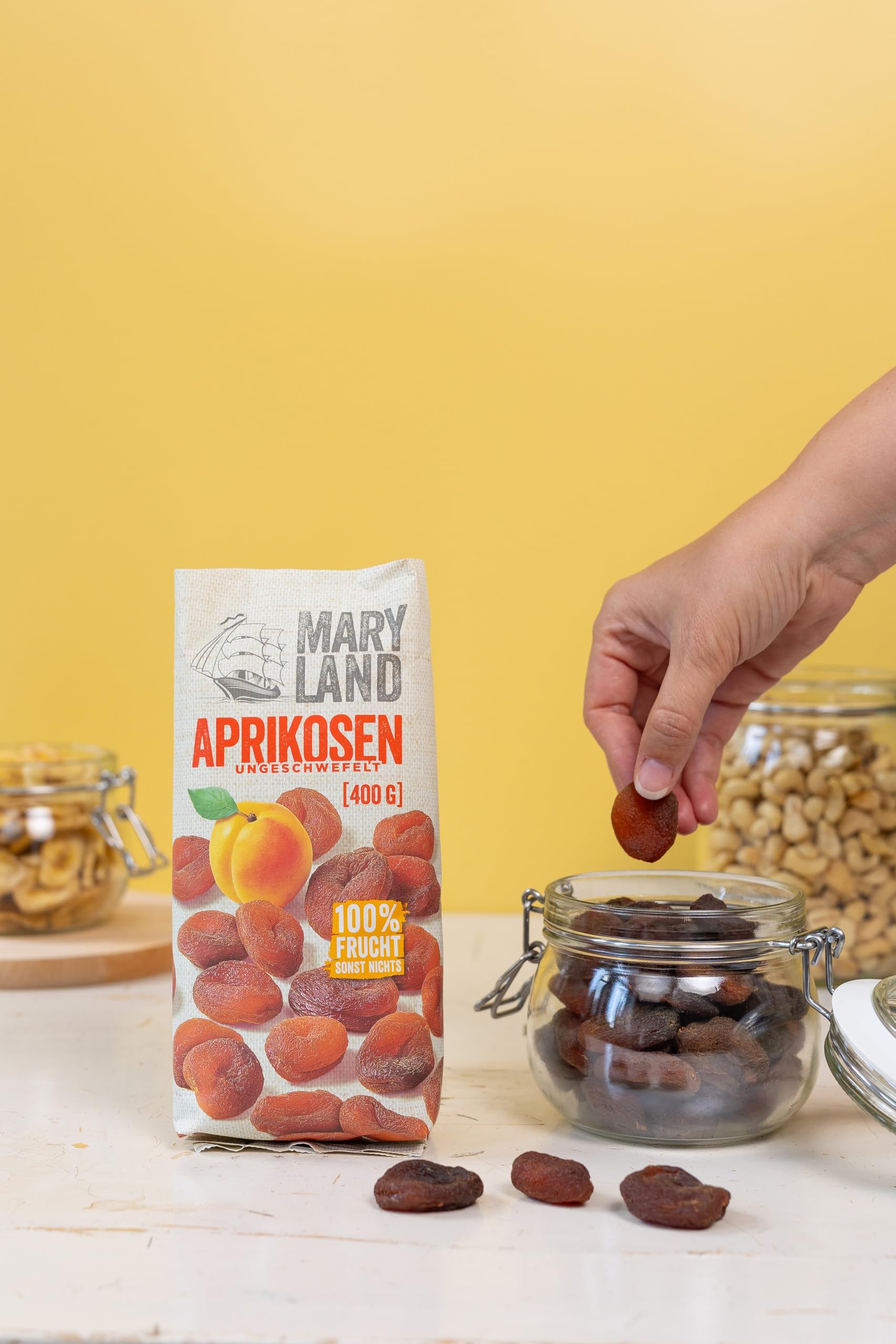Maryland Aprikosen 400g Beutel 6er Pack – Aprikosen, ungeschwefelt, vegan, fruchtig süß– Im großen Format genießen (6 x 400g)
