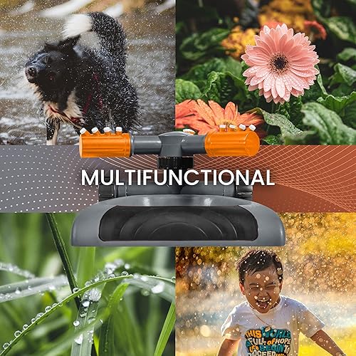 Miniatura 5 de Joeys - Rociador giratorio para patio, para una cobertura de área grande, rociadores de césped y patio (naranja)