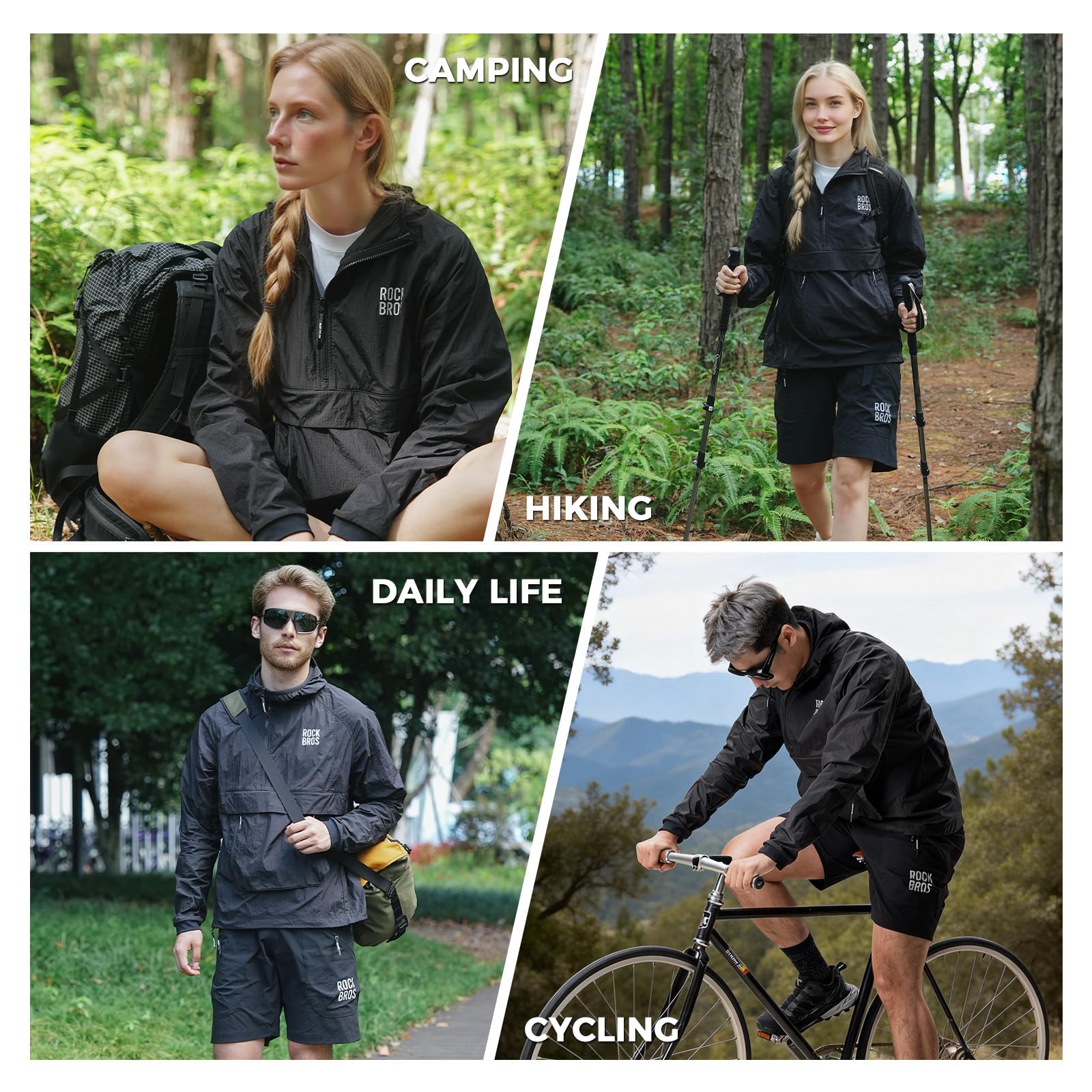 ROCKBROS Męska kurtka rowerowa, wodoodporna, oddychająca, wiatroszczelna kurtka rowerowa, wiatrówka, odzież outdoorowa z kieszenią magnetyczną, lekka do jazdy na rowerze, biegania i wędrówek