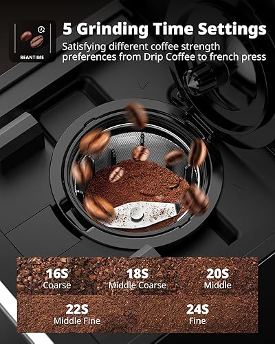 Miniatura 3 de AIRMSEN Grind & Brew - Cafetera con molinillo  Máquina de una sola porción compatible con cápsulas K-Cup y molida, 1000 W rápida 6-14 onzas, alerta