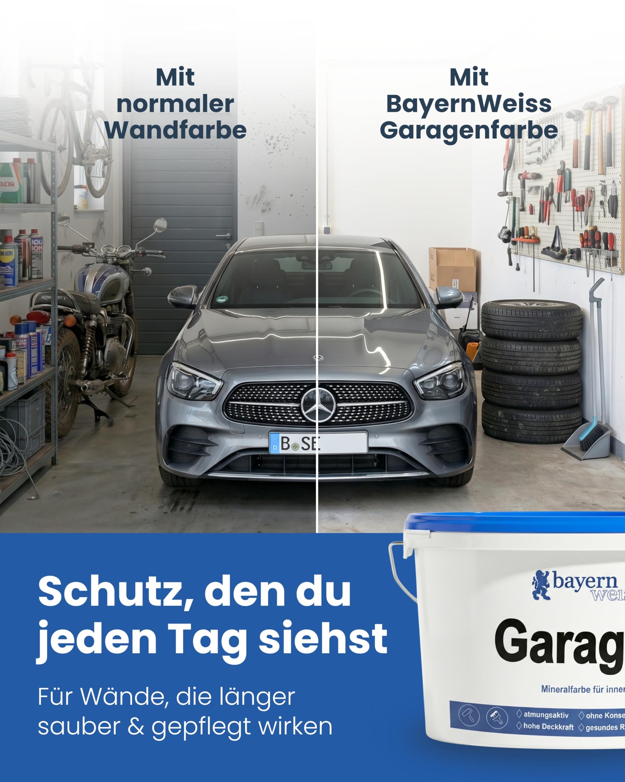 Garagenfarbe I Silikatfarbe Innen mit 6 kg für ca. 30 m² I Weiße Wandfarbe für Garagen I Dampfdurchlässige & pflegeleichte Farbe mit einem sauberen Finish & hoher Deckkraft