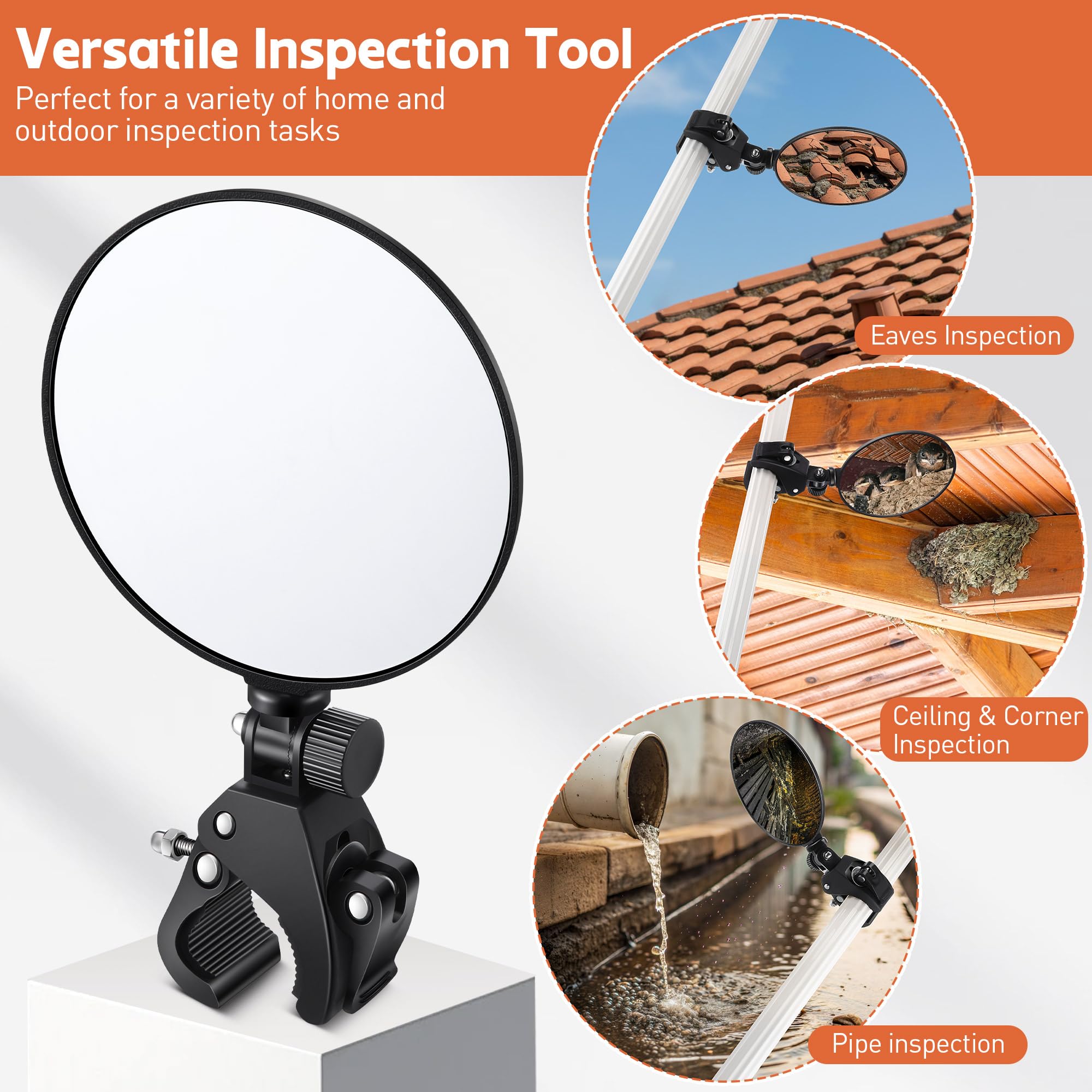 Large Inspection Mirror - Roof & Gutter View -6 Large Inspection Mirror - Roof & Gutter View -6
