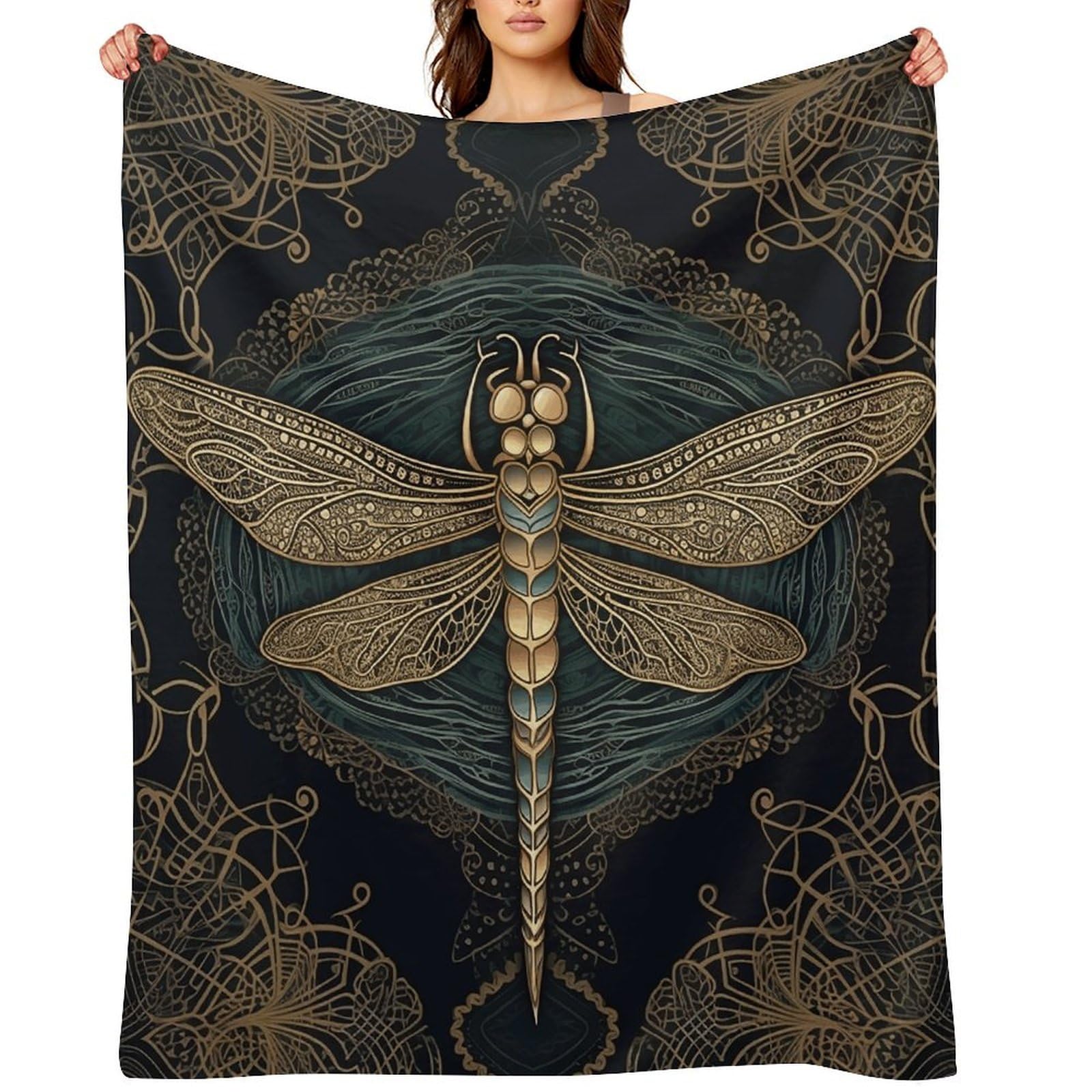 Dragonfly Throw Blanket for Couch and Bed Super Soft Warm Lightweight Throw Blankets Cozy Fuzzy Flannel Blanket Personalized Decorative Blankets for Sofa Decor 50"x60"