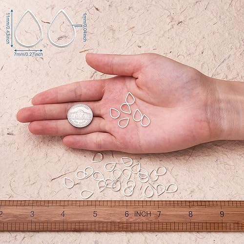 Vista 50 de FASHEWELRY Anillos de acero inoxidable 70cs con eslabones de corazón, 4 tamaños, de metal con forma de corazón, bisel abierto, conectores