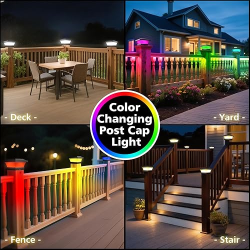 Miniatura 53 de T-SUN Luces solares para poste, luces solares impermeables para exteriores para postes de madera de 4 x 4, iluminación LED blanca de 6000 K