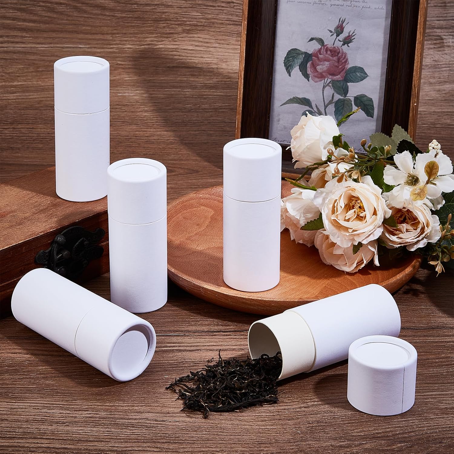 NICENEEDED 10 Pcs White Paperboard Deodorant Tubes, 2.1 oz Empty Cardboard Deodorant Containers, Push-Up Style Kraft Paper Jar Tube Round Paperboard Solid Container for DIY Homemade Body Lotion Sticks