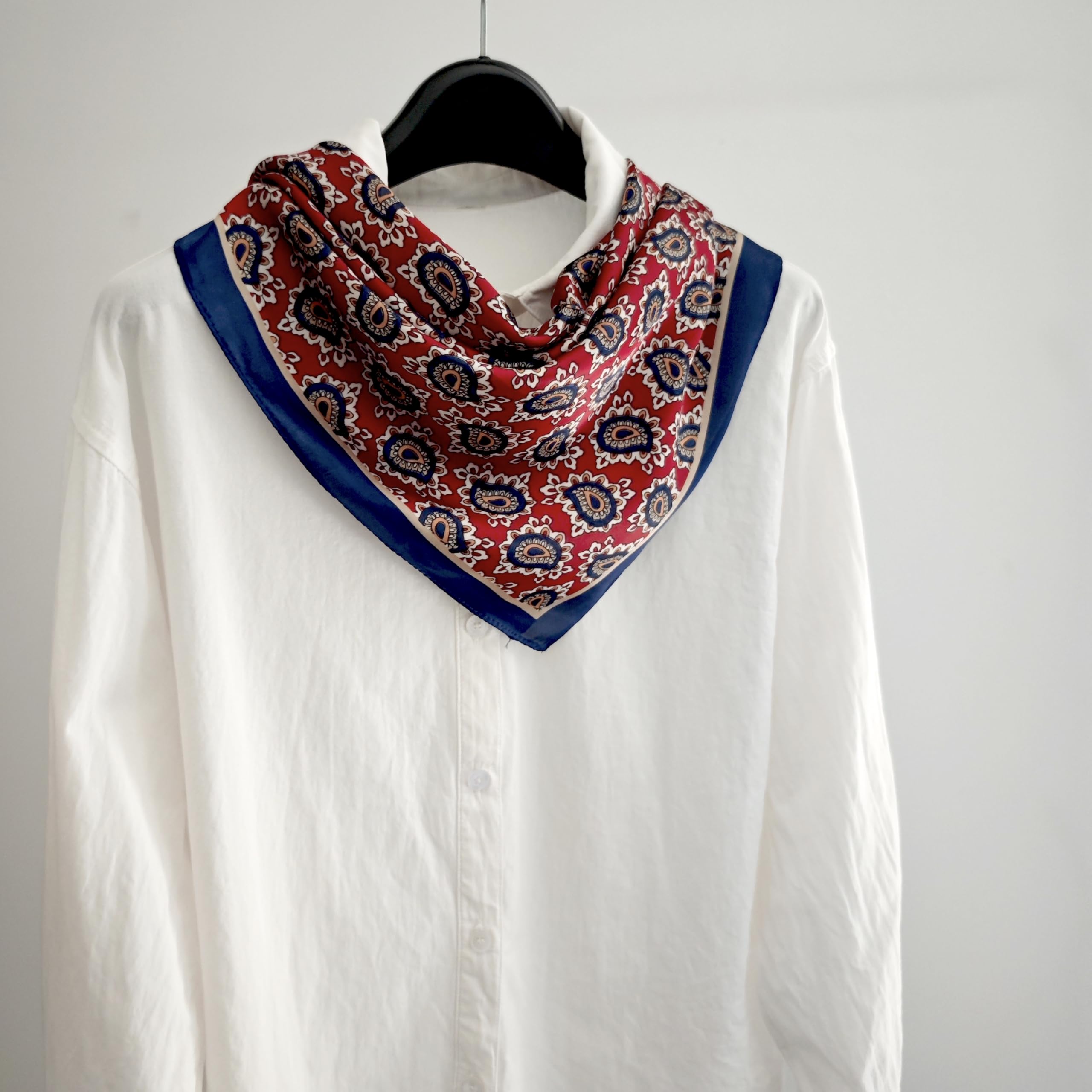 GIMIRO Kobiety 70 x 70 cm szalik symulowany jedwabny kwiaty szalik krawat pepitka bandana