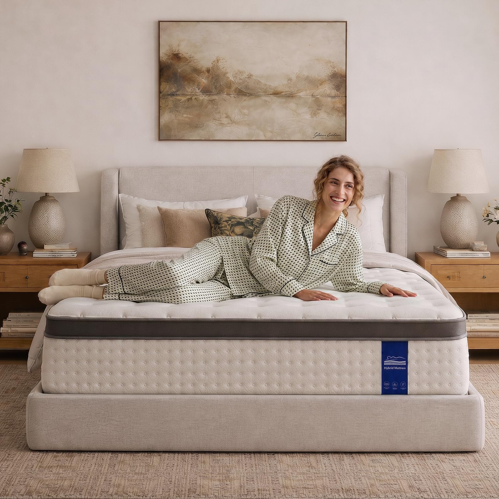 Photo 1 of Zinetls 12 Inch Queen Mattress in a Box, Hybrid Queen Mattress with Gel Memory Foam & Pocket Springs, Medium Firm Feel, Fiberglass Free, Pressure Relief, Edge Support (Queen, 12, 12, Inches)