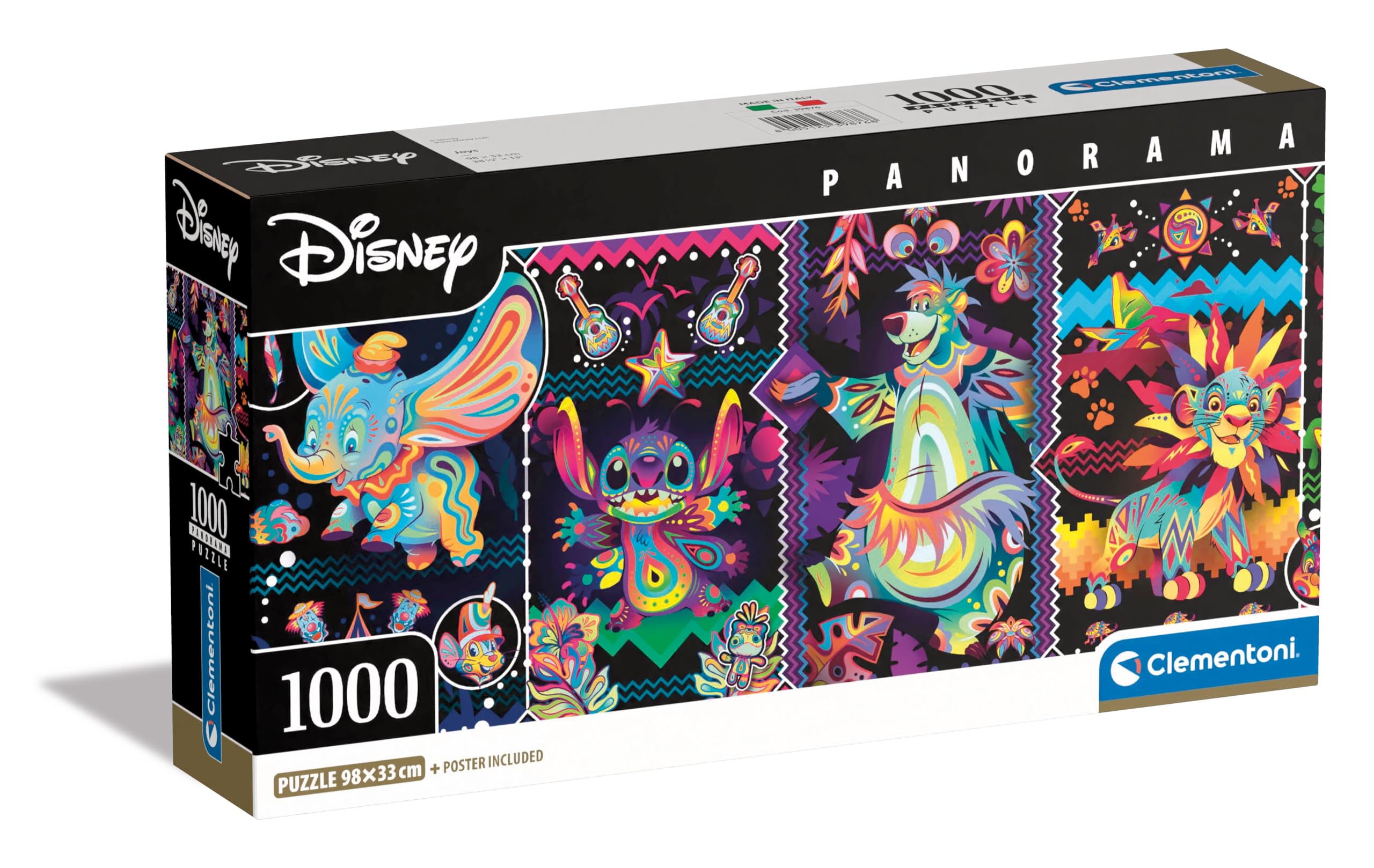 Disney Joys Panorama Jigsaw Puzzle (1000 Pieces) 98 x 33 cm + Poster Clementoni