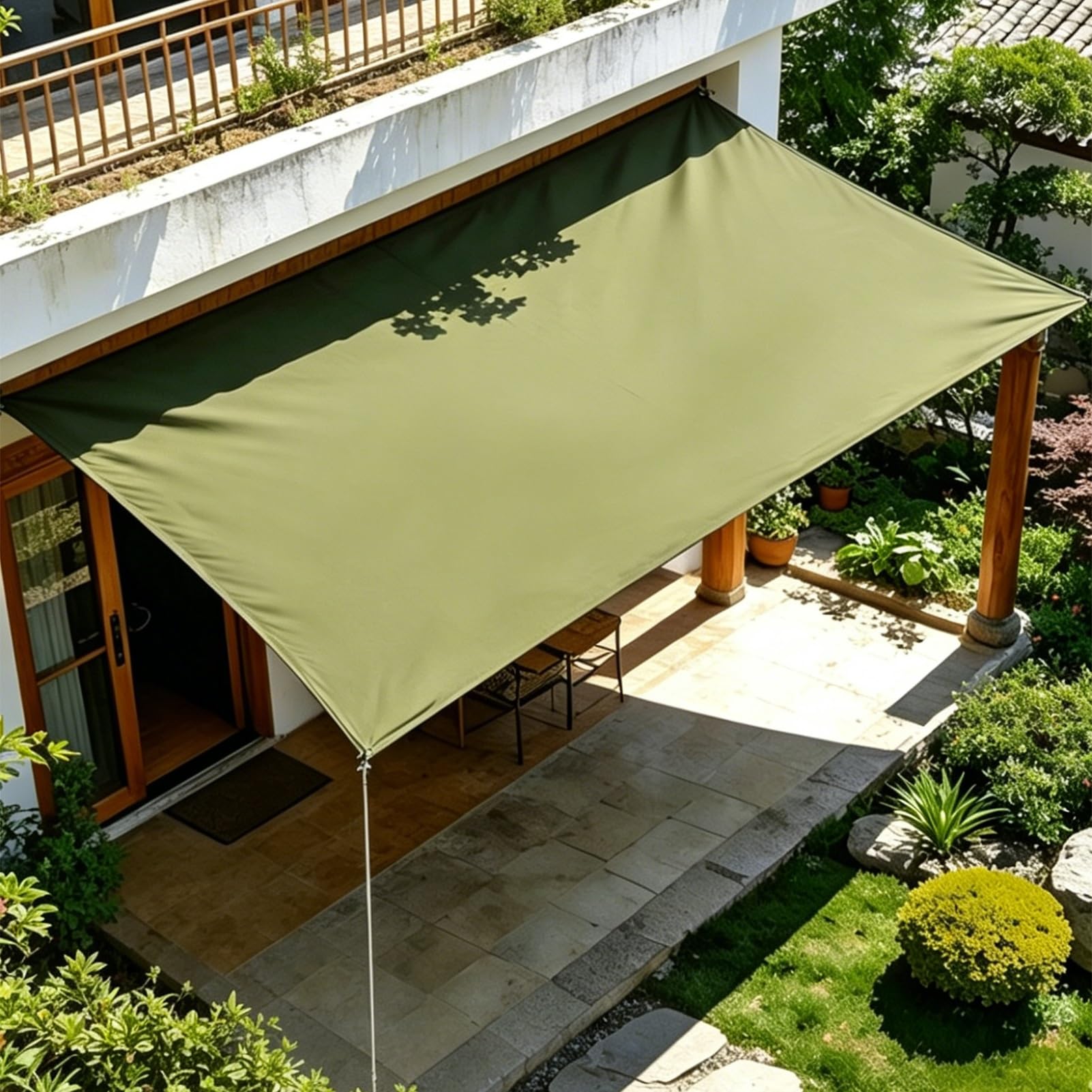 Waterproof Canvas Tarps Sheet with Eyelets 1.5x2.5m 2x2m 1.5x3m 3x3m 4x4m Heavy Duty Green Tarpaulin for Tent Footprint, Rain Emergency, Wood Pile Shelter(4x5m(13.1ftx16.4ft))