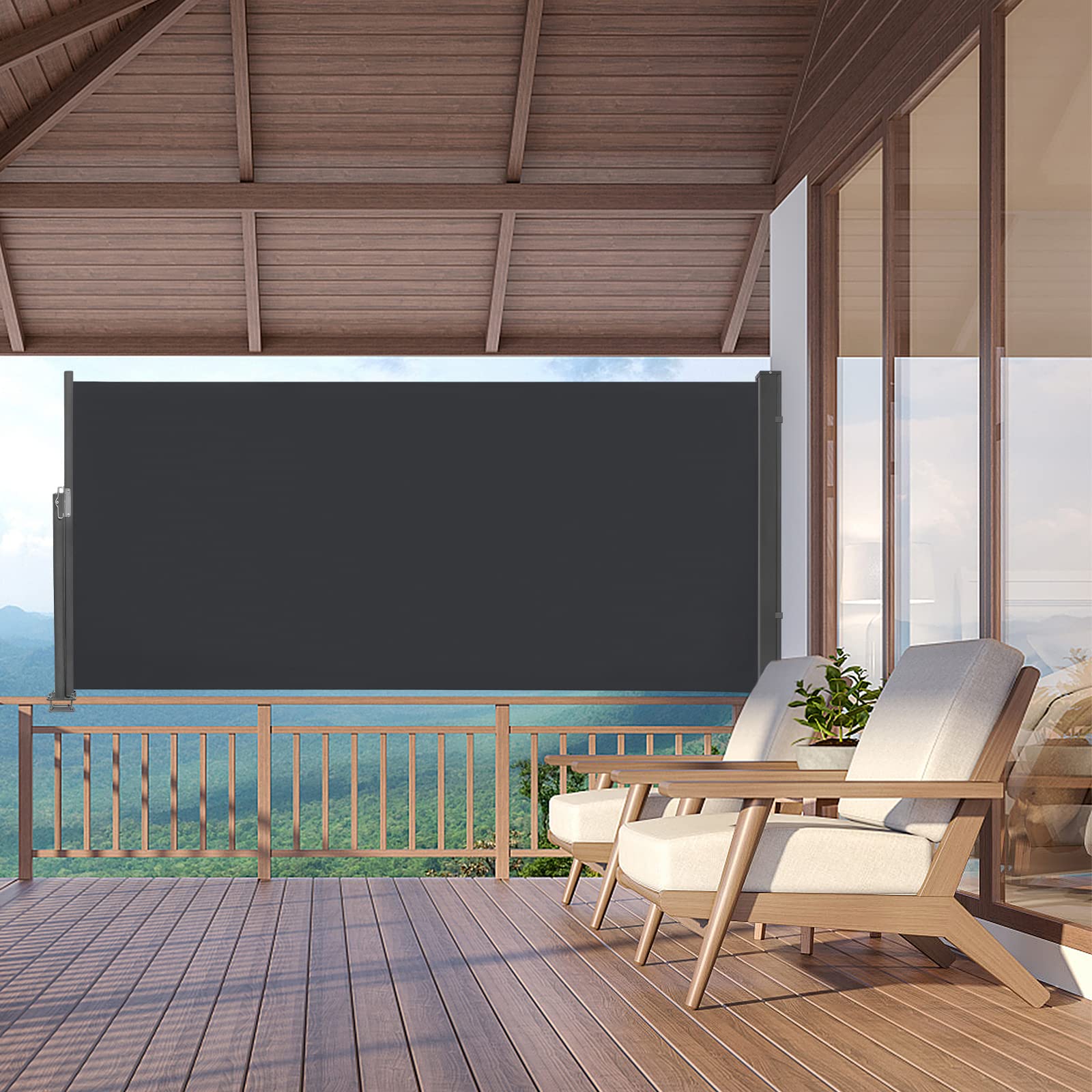 XMTECH Seitenmarkise 140x300cm Balkon Sichtschutz Ausziehbar Terrasse | Ausziehbare Seitenmarkise mit UV-Schutz, wetterfestem Polyester, Sichtschutz und Windschutz für Balkon, Terrasse und Garten