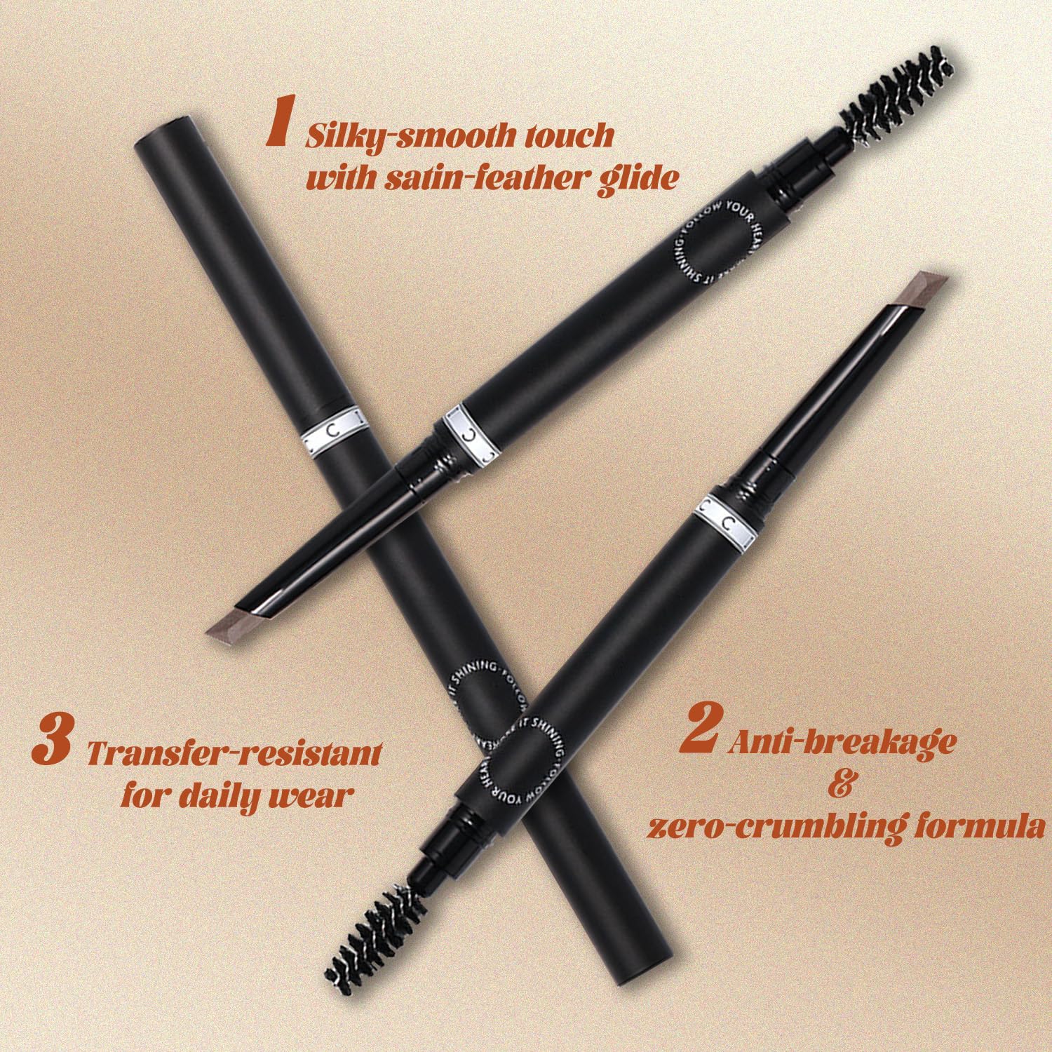 Dual-Ended Eyebrow Pencil With Angled Tip & Spoolie Brush For Precise Definition And Natural Grooming - Image 3