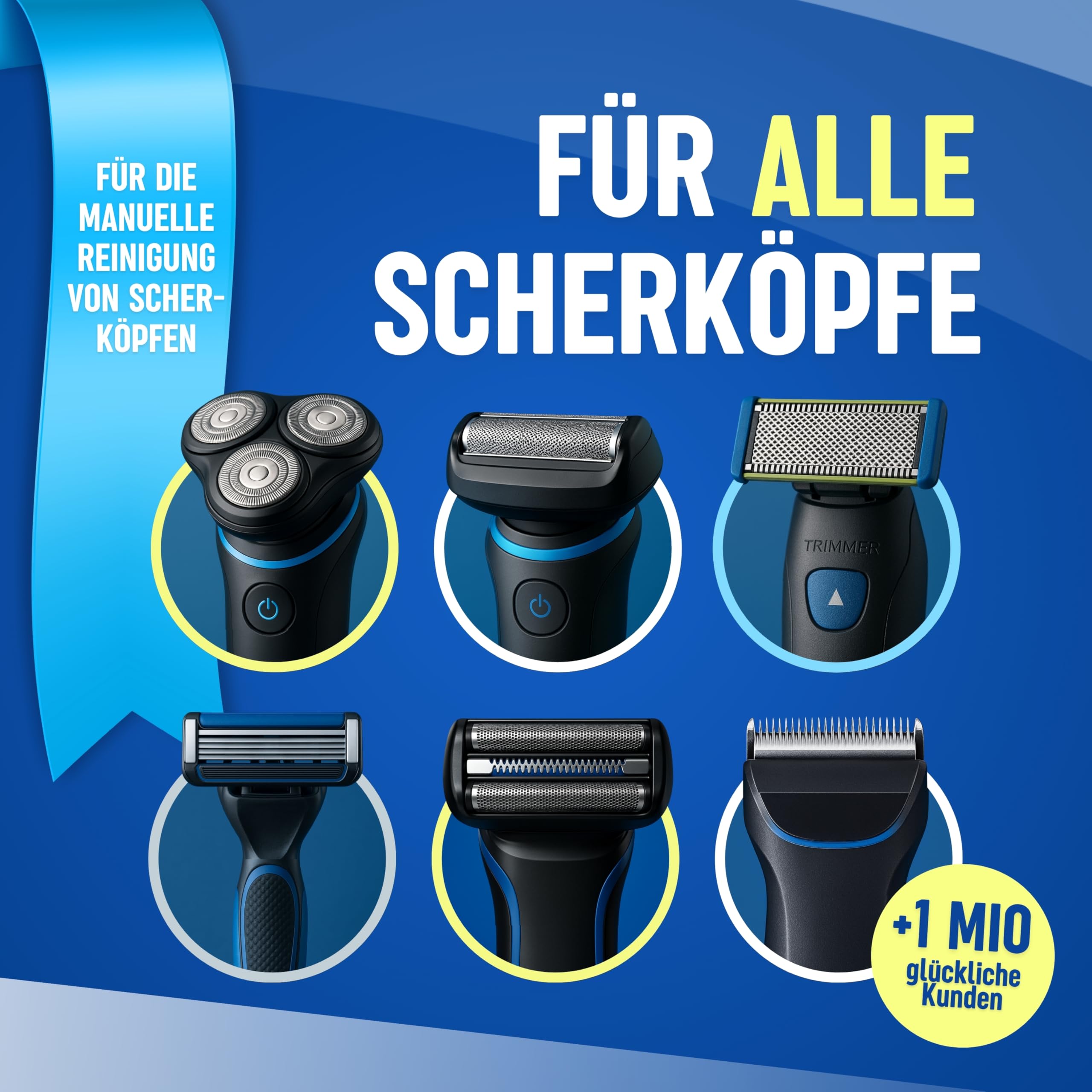 Die Seifenblase | 3 x 100 ml de nettoyant pour tête de rasage pour rasoirs et têtes de rasage de toutes sortes – Spray avec tête de pulvérisation pour application sur tondeuse
