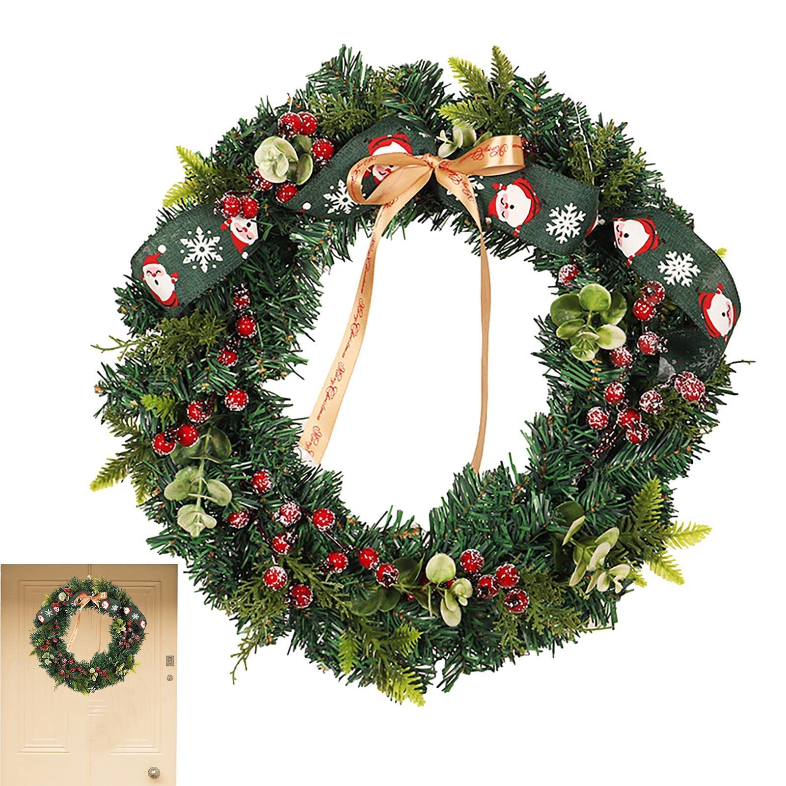 Ghirlanda Natalizia Porta D'Ingresso Con Bacche Rosse E Fiocco - Decorazione Festiva Per Casa, Natale E Matrimoni - Foto 8