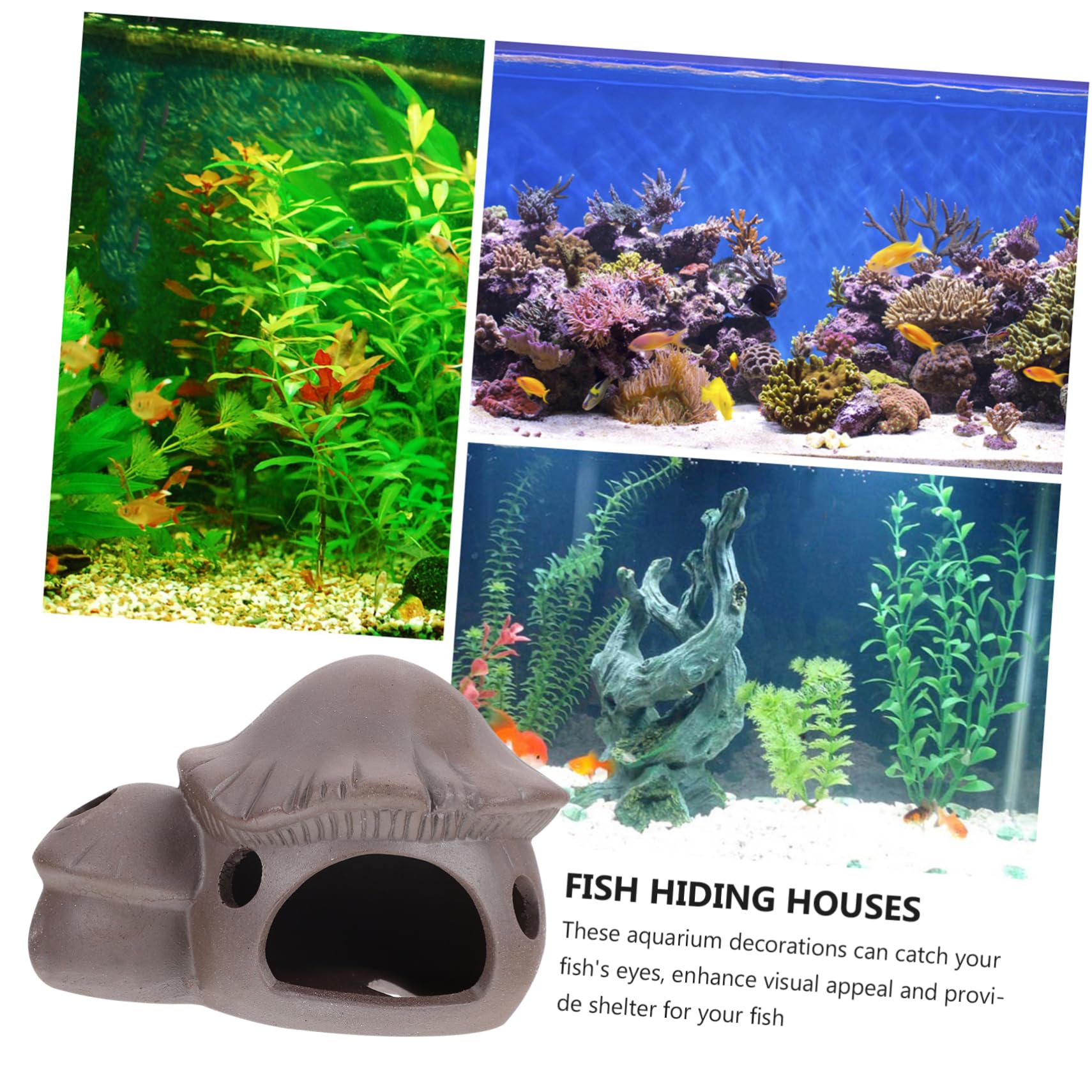 FRCOLOR Lot de 3 Mini Pots en Argile pour Aquarium - Cachette pour Poissons - Cachette pour crevettes - Cachette pour Perroquet - Argile Violette