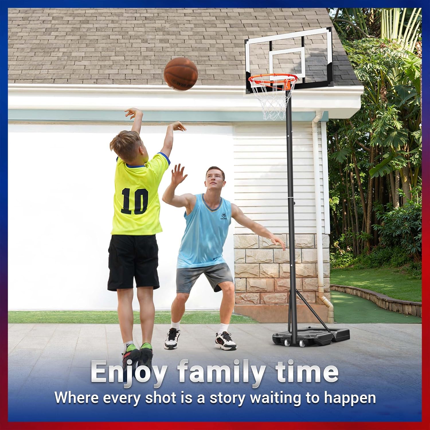 WIN.MAX Basketball Hoop Outdoor 3-10FT Adjustable Height, 29-44Inch Backboard, Swimming Pool Basketball Hoop & Goal for Toddlers/Kids/Adults Indoor