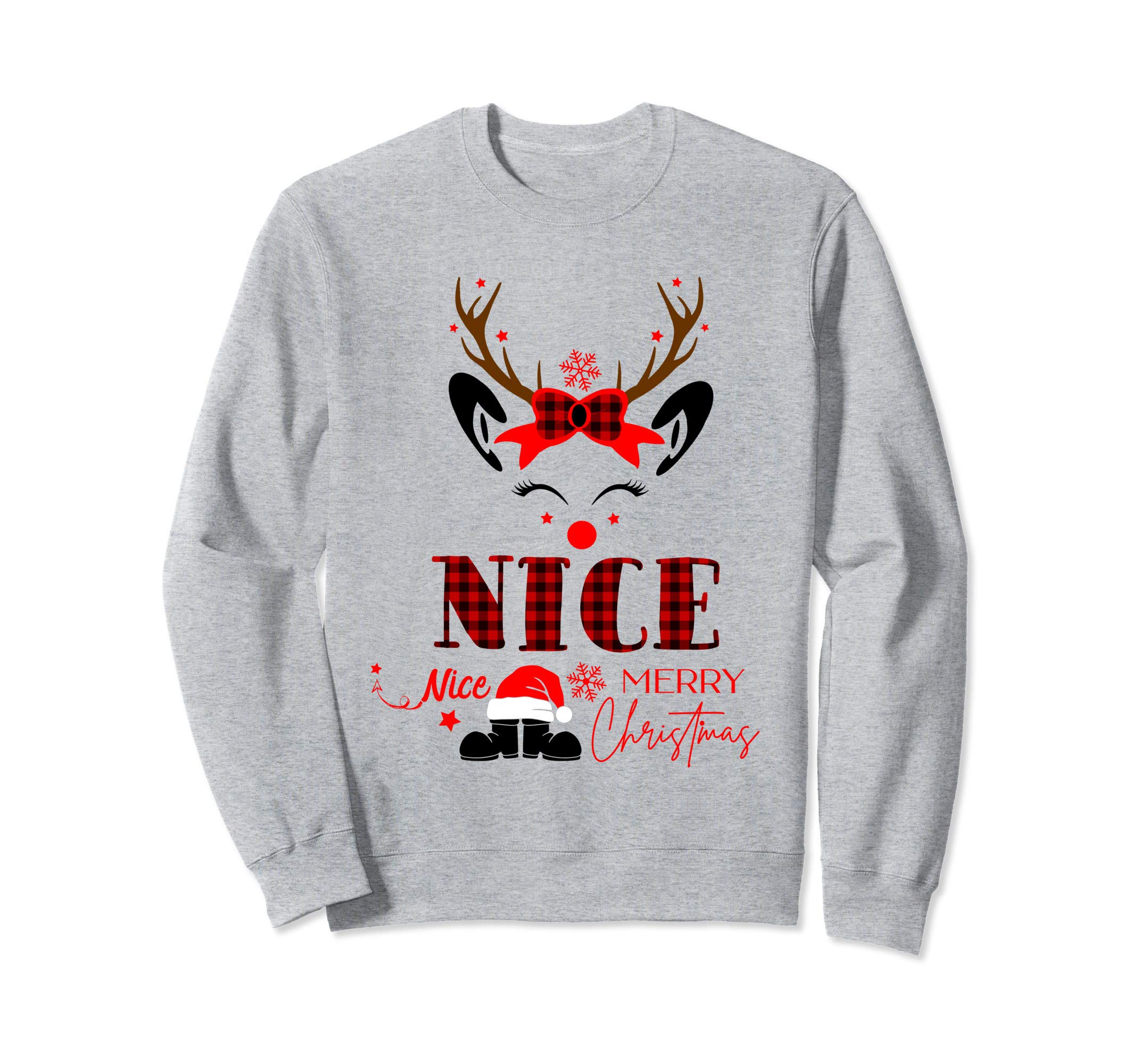 Reindeer Christmas Nice Red Merry Christmas Santa Hat Sweatshirt