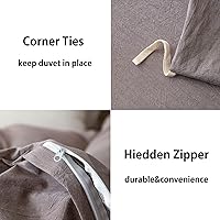 Vista 9 de JIYUAN - Juego de funda de duvet de 100% algodón lavado, 3 piezas (1 funda de duvet + 2 fundas de almohada), estilo simple, suave y cómodo