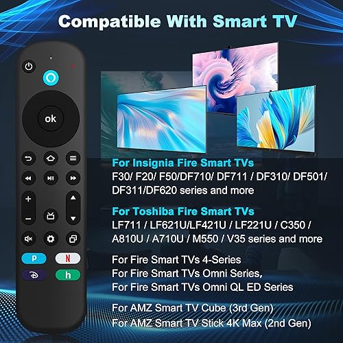 Miniatura 2 de Control remoto de voz de repuesto apto para todos los televisores inteligentes InsigniaToshiba, Smart TV Omni SeriesOmni QLED Series4-Series, para
