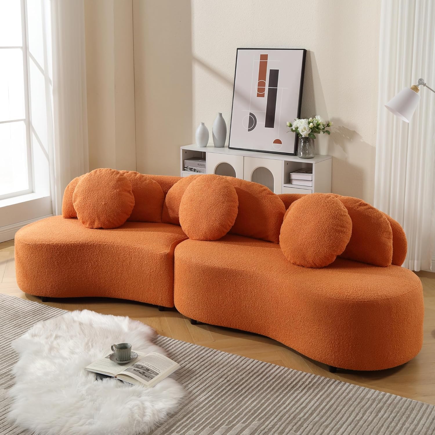 GNIXUU Curved Sectional Sofa Couch for Living Room, Luxury Modern Boucle Modular