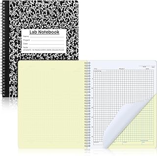 Affrolling 1 Pack Carbonless Lab Notebook Carbon Copy 8.5'' x 11'' Laboratory Engineering Chemistry Computation Notebook Science Grid Contains 25 Set Pages 50 Sheets Total Coil Binding