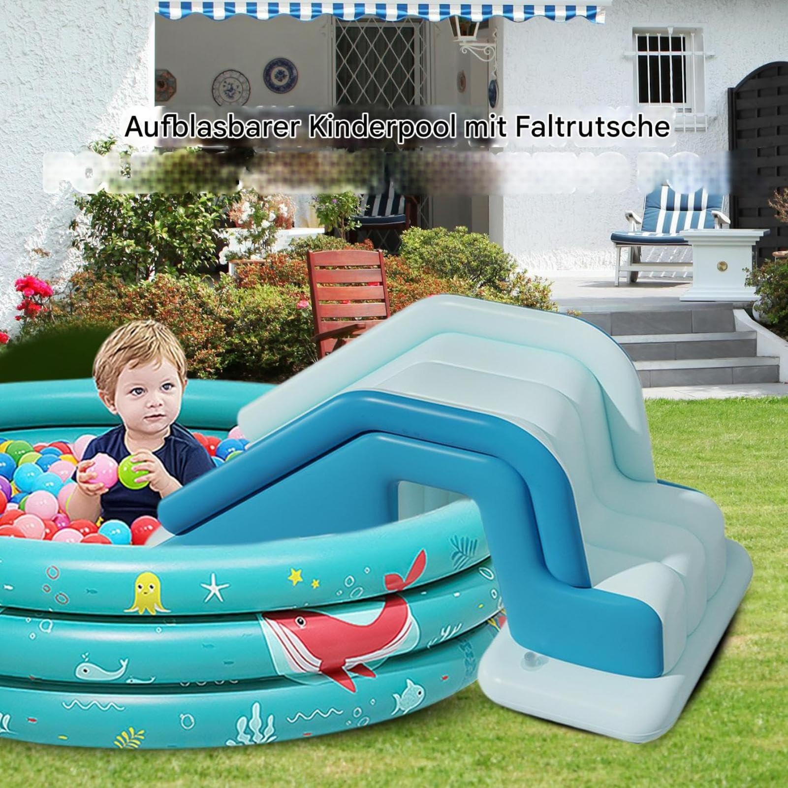 Faltbare Aufblasbare Poolrutsche – Aufblasbare Rutsche Für Pool, Faltbare Áufblasbare Poolrutschen, Àufblasbare Rutschen, Wasserspiele Im Hinterhof, Tragbarer Sommer-Schwimmspaß, Party-Szenario Für