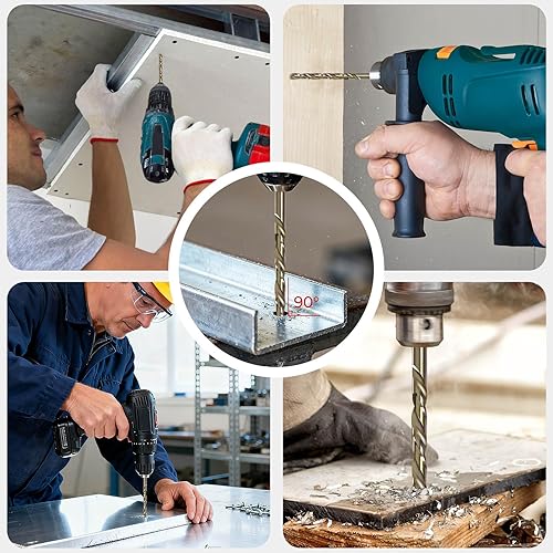 Miniatura 4 de Brocas de cobalto M35 de 10 piezas, brocas HSS de 18 de pulgada, brocas de punto dividido de 135 grados para metal y madera, brocas helicoidales