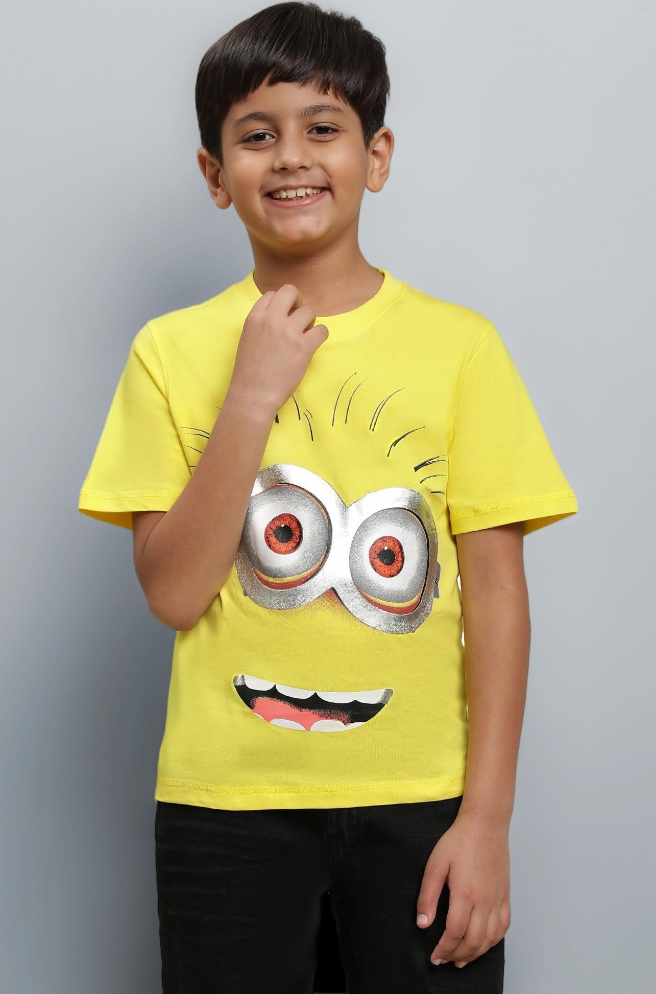 Kidsville Minions Printed Regular Fit Yellow Cotton Boy's T-Shirt