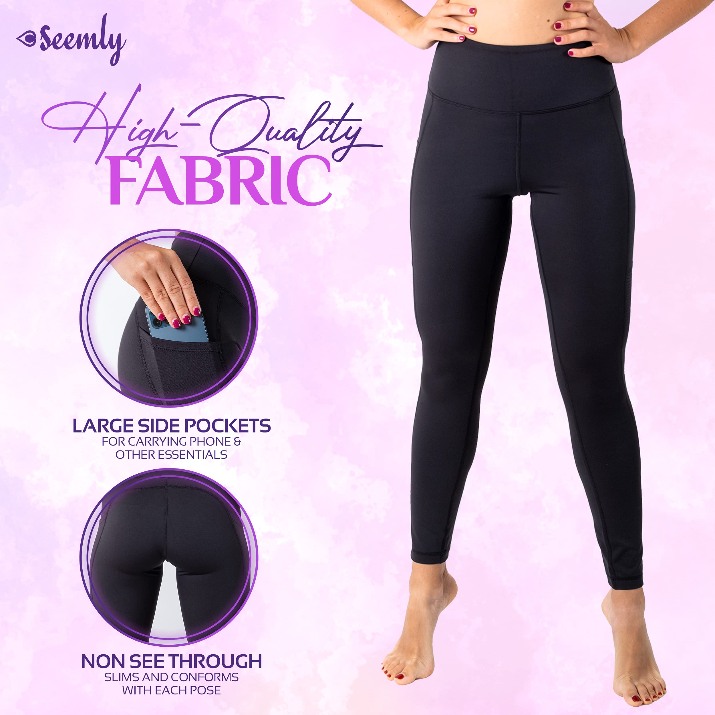 SEEMLY High Waisted Leggings with Pockets Pantalones de Yoga para Mujer