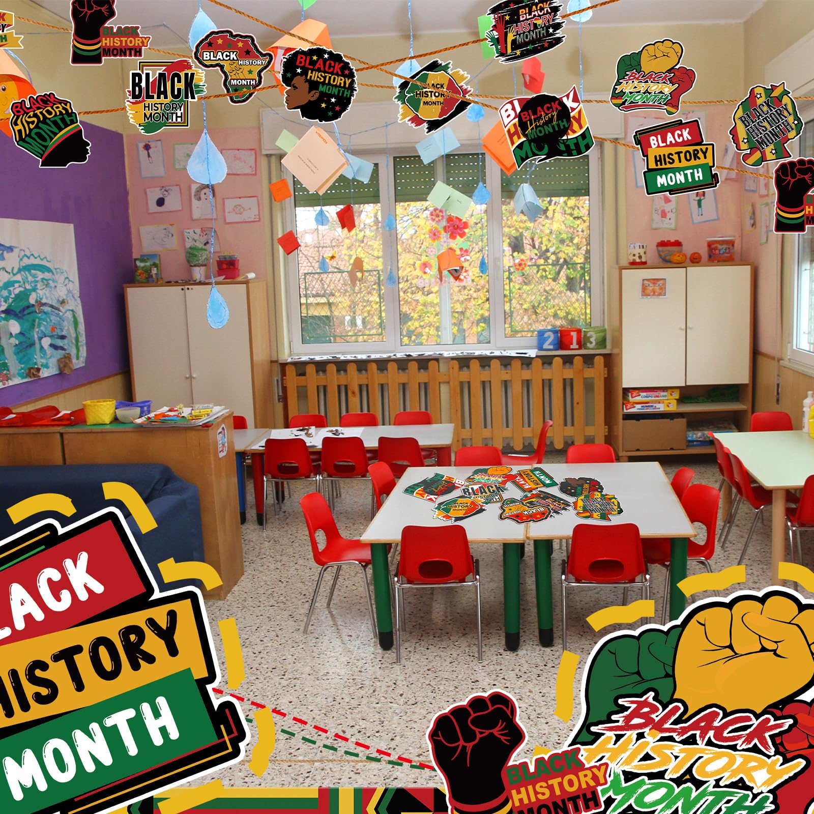 6-Roll Black History Month Bulletin Board Borders – 196 Ft Self-Adhesive Classroom Decor Kit - View #6