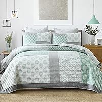 Vista 9 de Finlonte Juego de edredón tamaño individual, juego de edredón de 100 % algodón, colcha acolchada de granja amarilla y gris, juego de ropa de cama