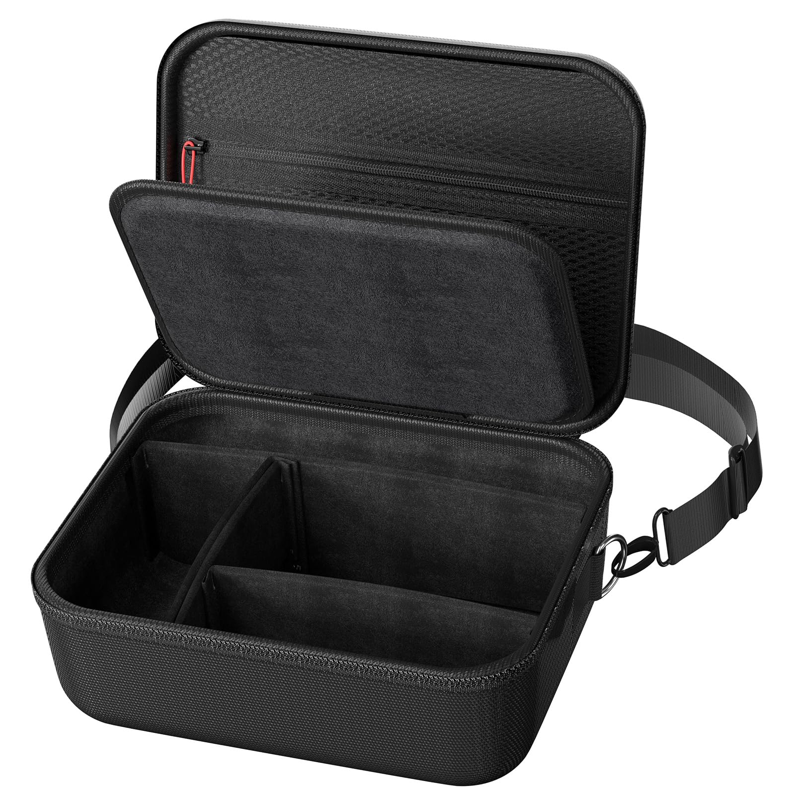 ProCase カメラバッグ 一眼レフカメラ ケース 大容量 耐水 外出用 デジタル一眼レフカメラ対応 ミラーレスカメラ 収納用 ソフトパッド入り トラベルバッグ ショルダース トラップ付き 仕切り付き アクセサリー用 - ブラック