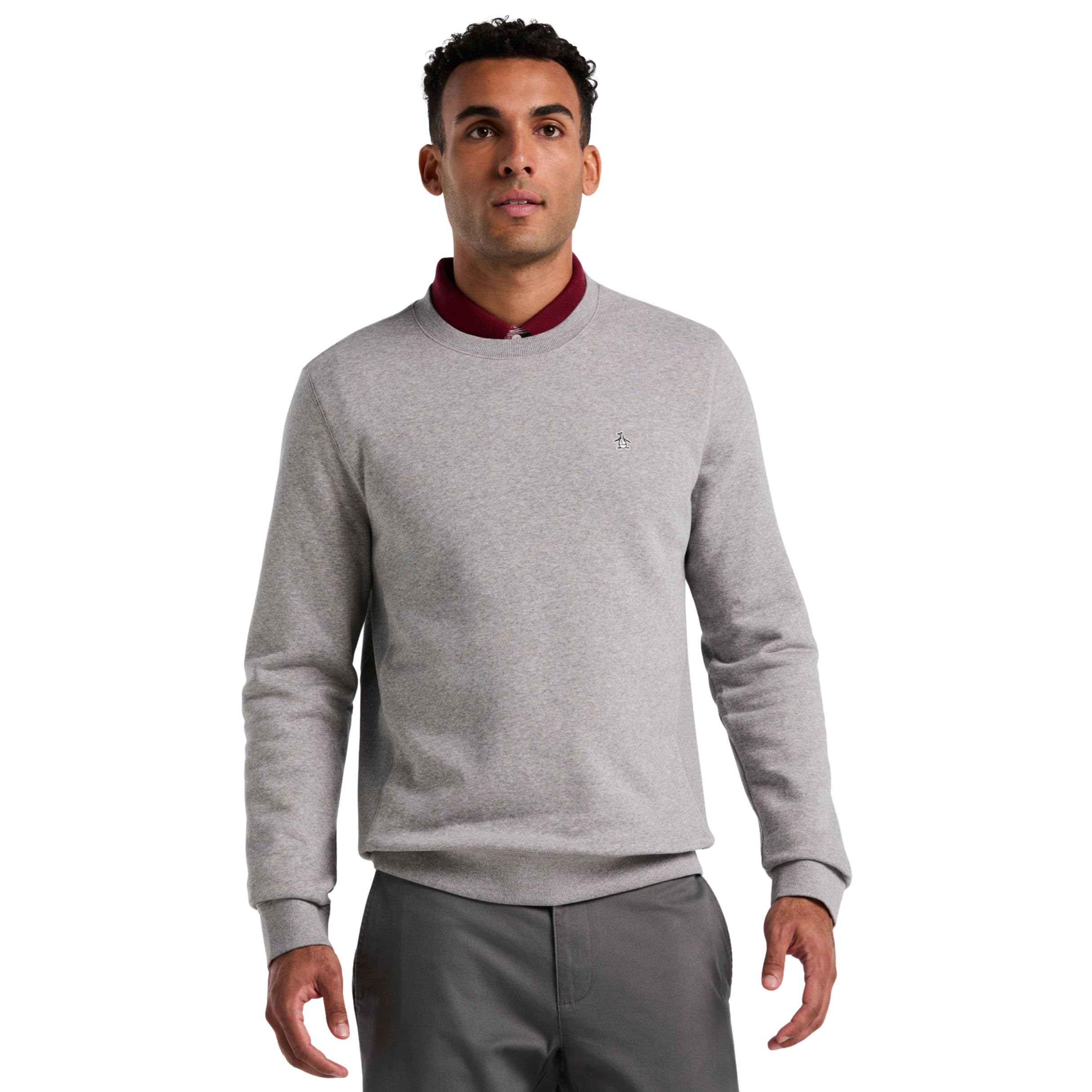 Original Penguin Fleece Crewneck Sweatshirt, XXL, Grey Rain Heather