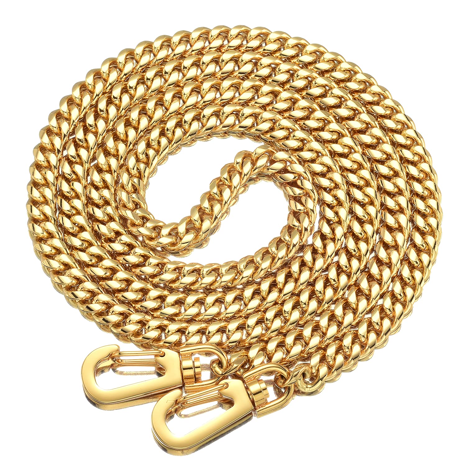 18K Gold Stainless Steel 8mm DIY Belt for Purse Shoulder Crossbody Hand Bag Accessories Replacement Strap with Solid Buckles