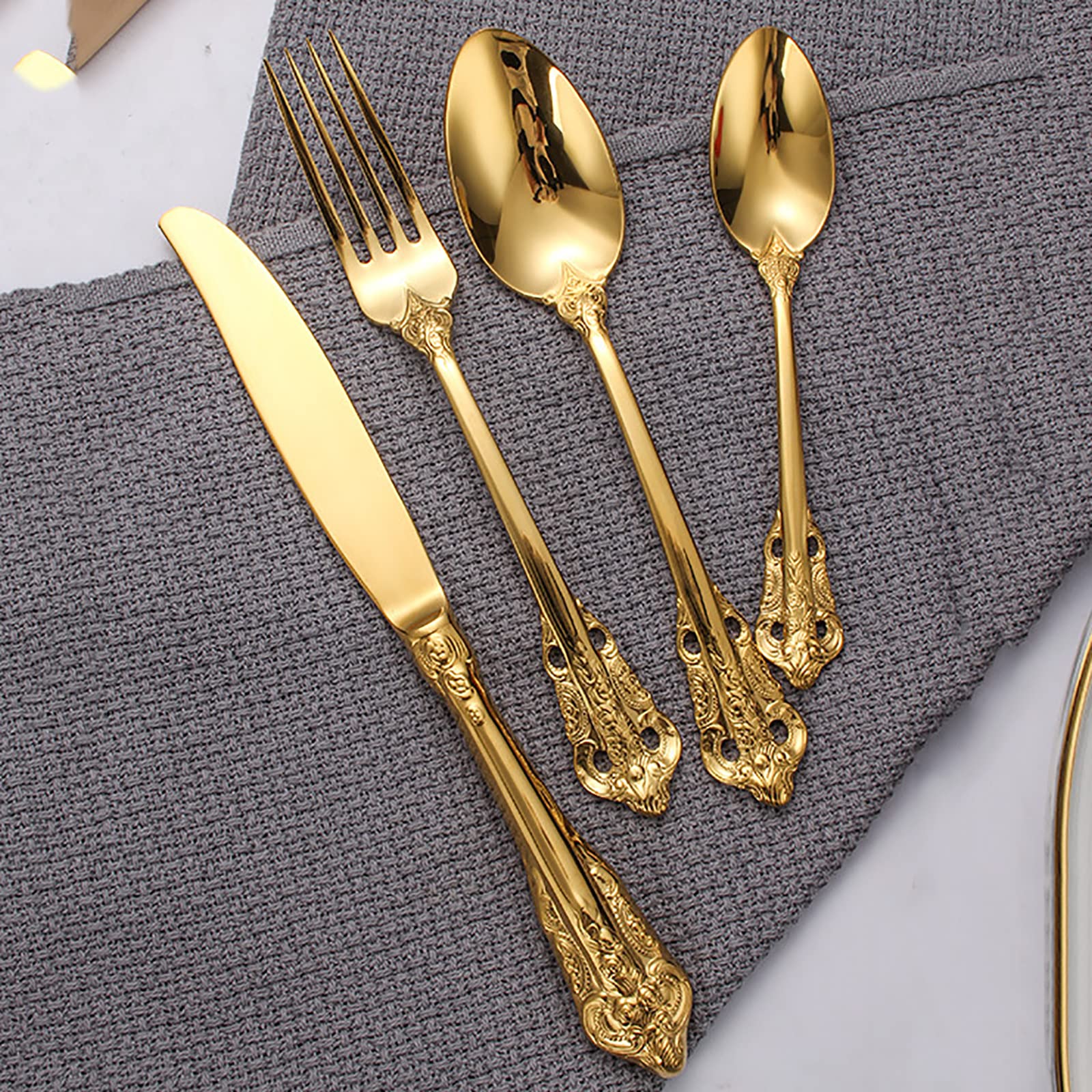 Besteck Set, Besteckset 18 Personen 72-TLG. Luxus-Besteck-Sets, Spiegelpoliertes Besteckset, Elegantes Tafelbesteck für Home/Wichtige Abendessen (18 Satz mit 72 Stück) Q6