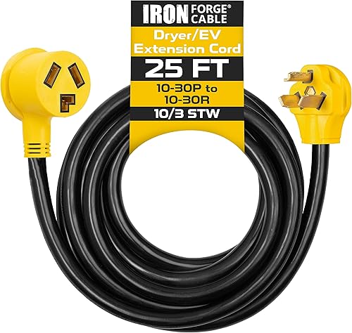 Miniatura 5 de Iron Forge Cable Cable de extensión para secadoraEV de 30 amperios de 15 pies - Cable eléctrico de calibre 10 STW negro 10 de 10-30P a 10-30R