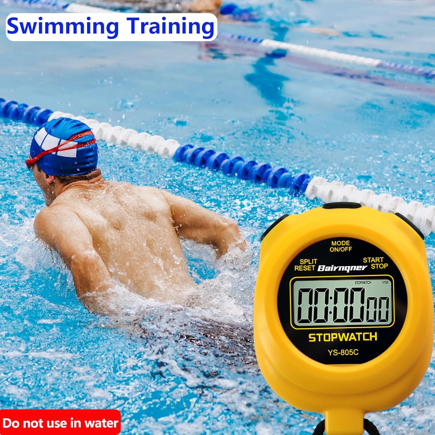 Stopwatch Timer with Countdown, ON/Off Simple Operation No Clock No Date, Digital Stop Watch for Sports, Yellow